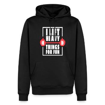 Gym Thérapeute Fitness Entraîneur personnel - Sweat à capuche Premium bio Homme - noir - Devant - Nico (187cm)