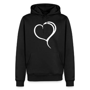 Cœur Blanc Simple - Sweat à capuche Premium bio Homme - noir - Devant - Nico (187cm)