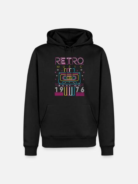 Best Of 1976 Retro Kassette Vintage Geburtstag - Männer Premium Bio Hoodie - Schwarz