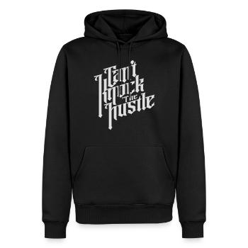 Hustle Business Freedom Travail acharné Poursuite de rêve - Sweat à capuche Premium bio Homme - noir - Devant - Nico (187cm)