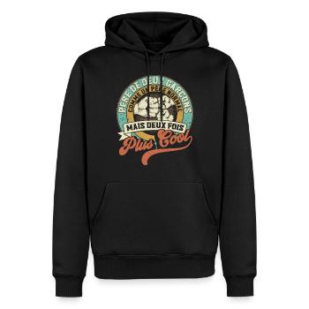 Père De Deux Garcons Papa Fête Des Pères - Sweat à capuche Premium bio Homme - noir - Devant - Nico (187cm)