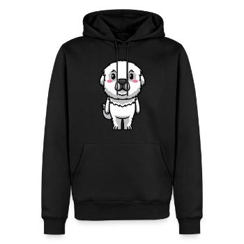Émoticône de chien de montagne des Pyrénées - Sweat à capuche Premium bio Homme - noir - Devant - Nico (187cm)