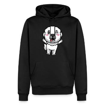 Émoticône de chien de montagne des Pyrénées - Sweat à capuche Premium bio Homme - noir - Devant - Nico (187cm)