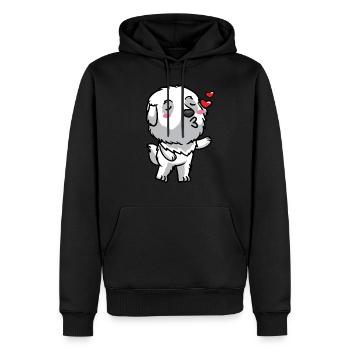 Baisers de bouviers pyrénéens - Sweat à capuche Premium bio Homme - noir - Devant - Nico (187cm)