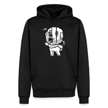Émoticône de chien de montagne des Pyrénées - Sweat à capuche Premium bio Homme - noir - Devant - Nico (187cm)