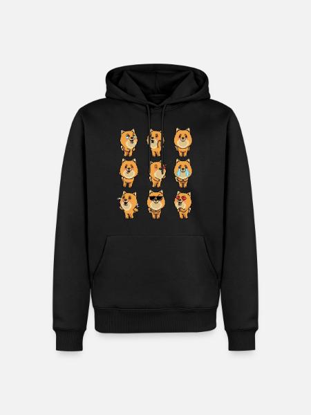 Zwergspitz Chien Émoticône de Poméranie - Sweat à capuche Premium bio Homme - noir
