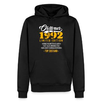 30 Jahre Oldtimer 1992 Jahrgang Geburtstag - Männer Premium Bio Hoodie - Schwarz - Vorne - Nico (187cm)
