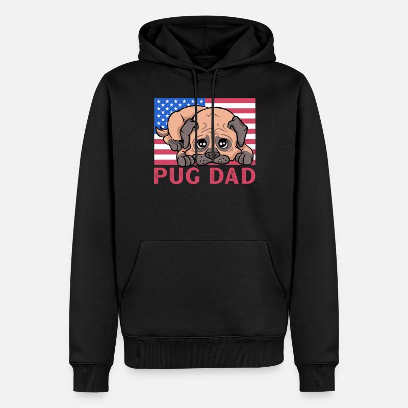 Pug Dad - Männer Premium Bio Hoodie - Schwarz