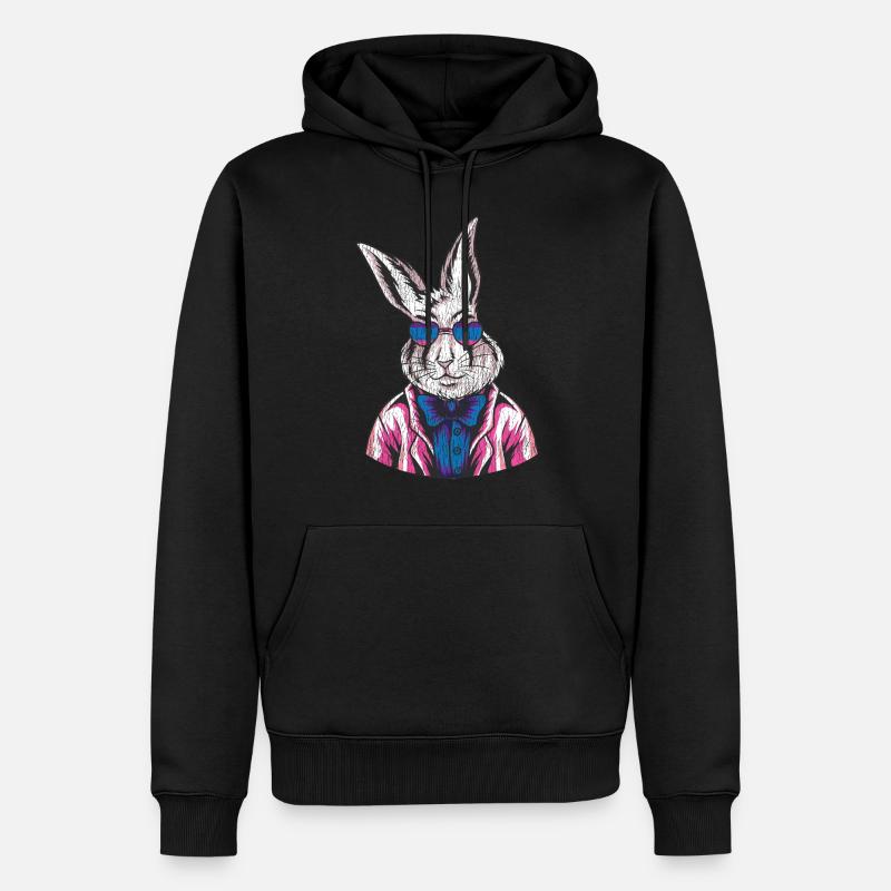 Bisexual Bi Pride Flag Rabbit - Männer Premium Bio Hoodie - Schwarz