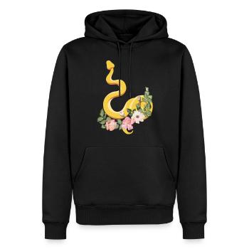 Snake Serpent Flower Floral - Männer Premium Bio Hoodie - Schwarz - Vorne - Nico (187cm)