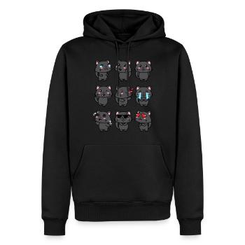 Schwarze Katze Kawaii Emoticons Aestheti - Männer Premium Bio Hoodie - Schwarz - Vorne - Nico (187cm)