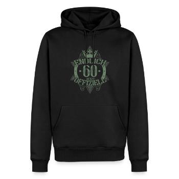 60. Geburtstag Frauen Endlich Offiziell - Männer Premium Bio Hoodie - Schwarz - Vorne - Nico (187cm)