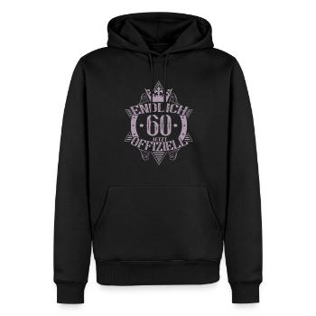 60. Geburtstag Frauen Endlich Offiziell - Männer Premium Bio Hoodie - Schwarz - Vorne - Nico (187cm)