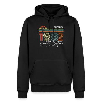 40 ans Octobre 1982 Vintage Édition Limitée - Sweat à capuche Premium bio Homme - noir - Devant - Nico (187cm)