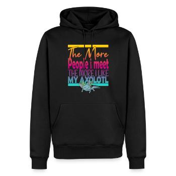 Plus de gens que je rencontre Axolotl - Sweat à capuche Premium bio Homme - noir - Devant - Nico (187cm)