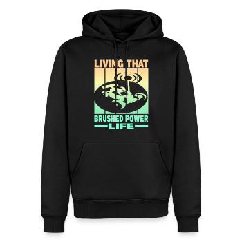 Living That Brushed Power Life - Männer Premium Bio Hoodie - Schwarz - Vorne - Nico (187cm)