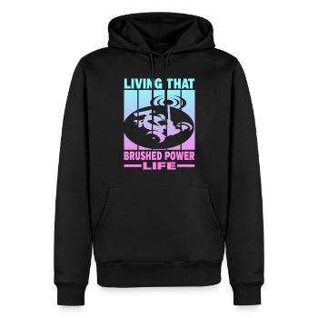 Living That Brushed Power Life - Männer Premium Bio Hoodie - Schwarz - Vorne - Nico (187cm)