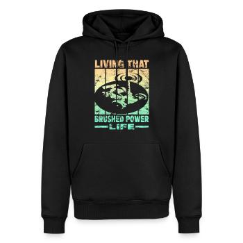 Living That Brushed Power Life - Männer Premium Bio Hoodie - Schwarz - Vorne - Nico (187cm)