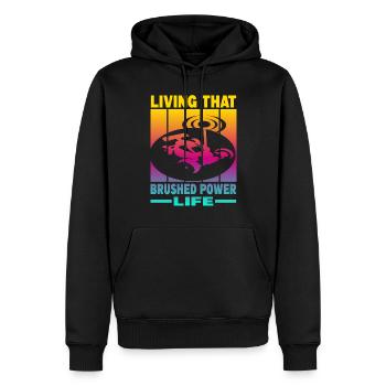 Living That Brushed Power Life - Männer Premium Bio Hoodie - Schwarz - Vorne - Nico (187cm)