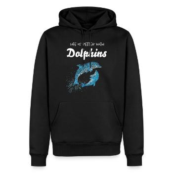 Dolphins Bottlenose Dolphin Ocean Dolphin Lovers - Men’s Premium Organic Hoodie - black - Front - Nico (187cm)