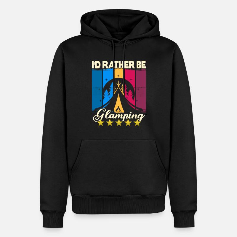 I'd rather be Glamping - Männer Premium Bio Hoodie - Schwarz