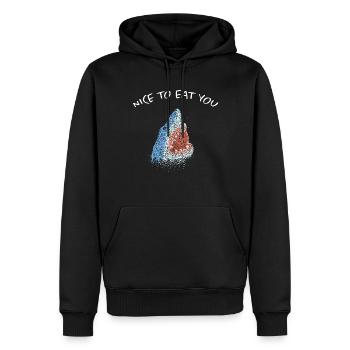 Agréable à manger requin blanc requin - Sweat à capuche Premium bio Homme - noir - Devant - Nico (187cm)