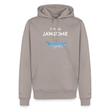 Jawsome Grosser Weisser Hai Haifisch - Männer Premium Bio Hoodie - Taupe - Vorne - Nico (187cm)