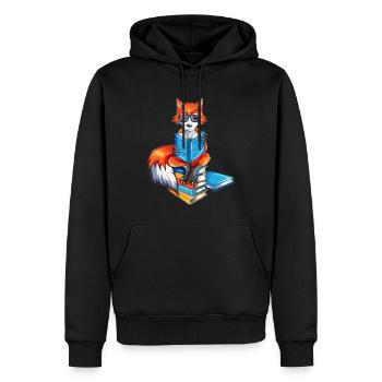 Fuchs Nerd Bücher lesen Leseratte Bibliothek Buch - Männer Premium Bio Hoodie - Schwarz - Vorne - Nico (187cm)