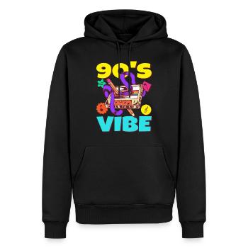 Tenue des années 90 Devise Cassette 90's Vibe - Sweat à capuche Premium bio Homme - noir - Devant - Nico (187cm)