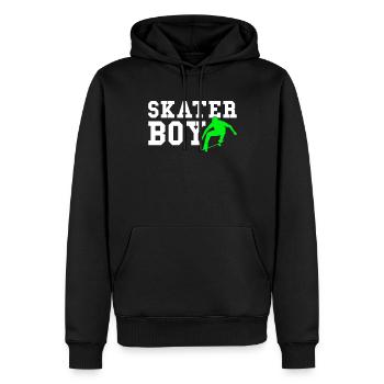 patineur garçon - Sweat à capuche Premium bio Homme - noir - Devant - Nico (187cm)