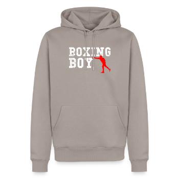garçon de boxe - Sweat à capuche Premium bio Homme - taupe - Devant - Nico (187cm)