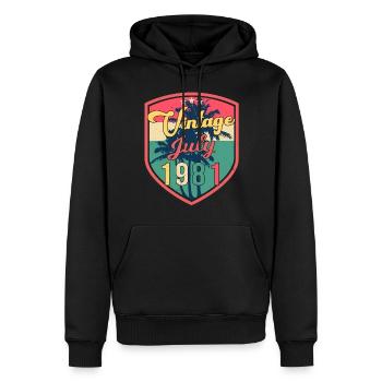 Légendaire juillet 1981 - Sweat à capuche Premium bio Homme - noir - Devant - Nico (187cm)