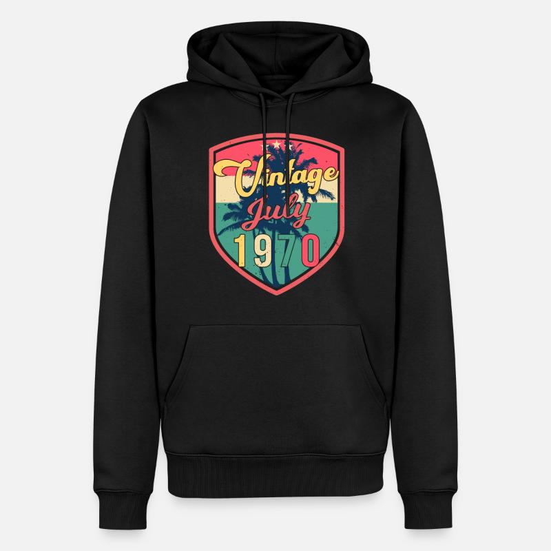 Rétro 1970 en juillet - Sweat à capuche Premium bio Homme - noir