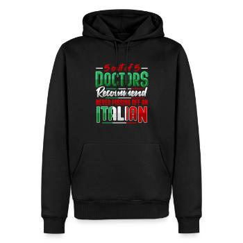 Drôle d’italien amoureux de l’Italie - Sweat à capuche Premium bio Homme - noir - Devant - Nico (187cm)