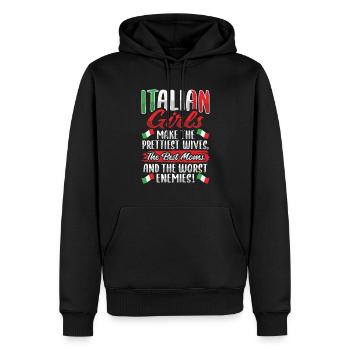 Drôle de fille italienne italienne - Sweat à capuche Premium bio Homme - noir - Devant - Nico (187cm)