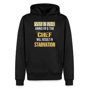 Chef de cuisine drôle en disant Chef Restaurant - Sweat à capuche Premium bio Homme - noir - Devant - Nico (187cm)