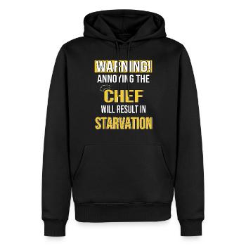 Chef Kitchen Restaurant drôle en disant Chef - Sweat à capuche Premium bio Homme - noir - Devant - Nico (187cm)