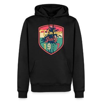 1987 juillet meilleure idée cadeau - Sweat à capuche Premium bio Homme - noir - Devant - Nico (187cm)