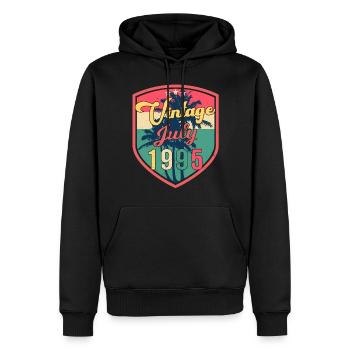 Salutations d’anniversaire cool juillet 1995 - Sweat à capuche Premium bio Homme - noir - Devant - Nico (187cm)