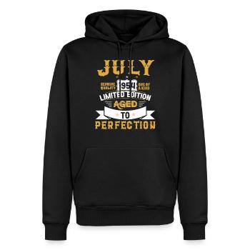 Anniversaire Juillet 1954 né Vintage - Sweat à capuche Premium bio Homme - noir - Devant - Nico (187cm)