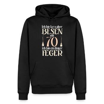 Alter Besen Flotter Feger 70 Jahre 70. Geburtstag - Männer Premium Bio Hoodie - Schwarz - Vorne - Nico (187cm)