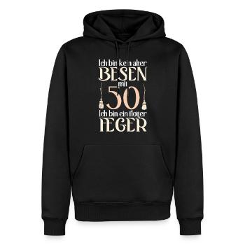 Alter Besen Flotter Feger 50 Jahre 50. Geburtstag - Männer Premium Bio Hoodie - Schwarz - Vorne - Nico (187cm)