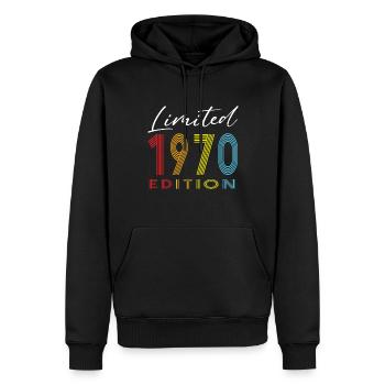 Limited Edition 1970 - Männer Premium Bio Hoodie - Schwarz - Vorne - Nico (187cm)