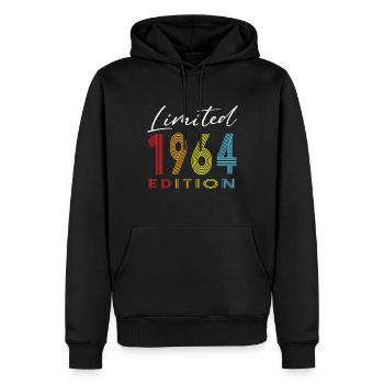 Édition limitée 1964 - Sweat à capuche Premium bio Homme - noir - Devant - Nico (187cm)