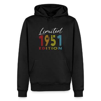 Édition limitée 1951 - Sweat à capuche Premium bio Homme - noir - Devant - Nico (187cm)