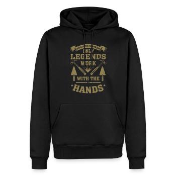 Bauarbeiter nur Legenden arbeiten mit den Händen - Männer Premium Bio Hoodie - Schwarz - Vorne - Nico (187cm)