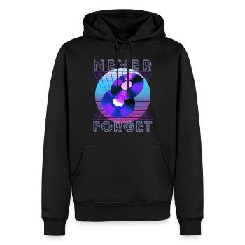 Never Forget Retro 80er 90er Nostalgie - Männer Premium Bio Hoodie - Schwarz - Vorne - Nico (187cm)