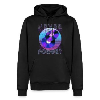 Never Forget Retro 80er 90er Nostalgie - Männer Premium Bio Hoodie - Schwarz - Vorne - Nico (187cm)