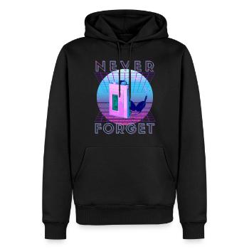 Never Forget Retro 80er 90er Nostalgie - Männer Premium Bio Hoodie - Schwarz - Vorne - Nico (187cm)