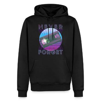 Never Forget Retro 80er 90er Nostalgie - Männer Premium Bio Hoodie - Schwarz - Vorne - Nico (187cm)
